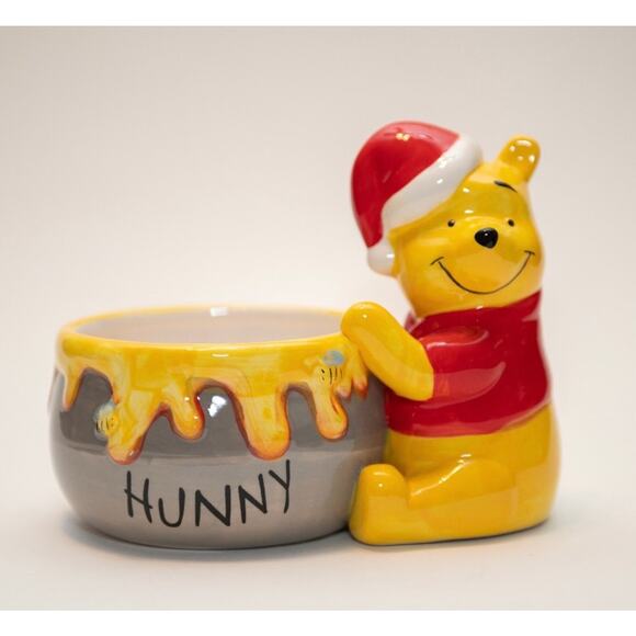 Disney Winnie The Pooh Christmas Holiday‎ Hunny Pot Candy Dish / Dip Bowl - Picture 1 of 3
